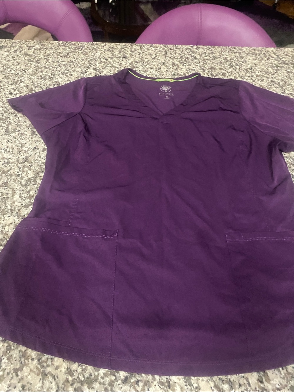 Scrub top healing hands Purple V-Neck Scrub Top with Front Pockets